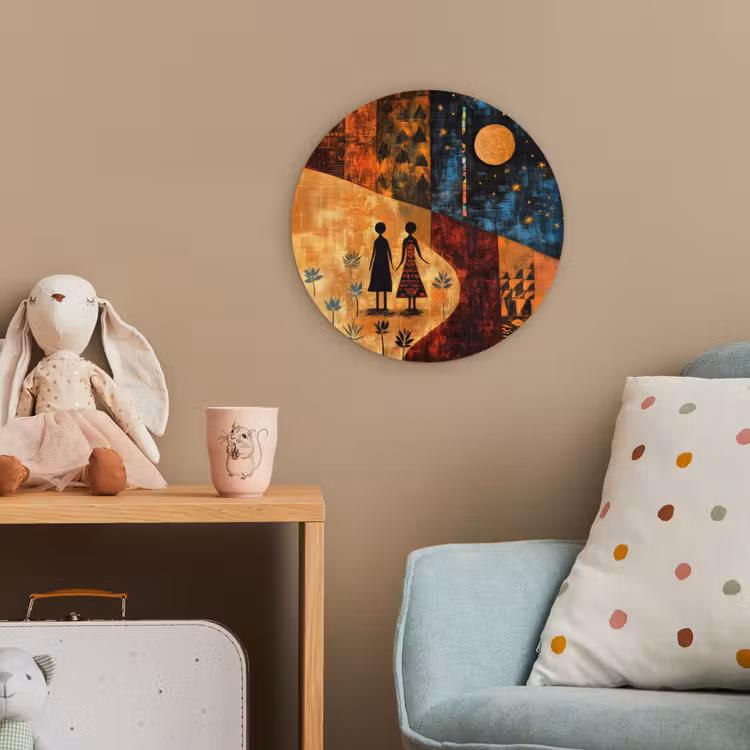 Silhouetten - Abstract - Zon - Maan Wandcirkel kunststof plaat 5mm dik klein -tsfeer1_kind