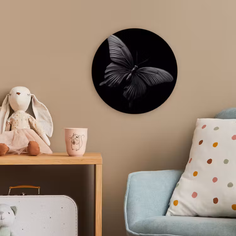 Vlinder - Zwart - Insect - Dieren Wandcirkel kunststof plaat 5mm dik klein -tsfeer1_kind
