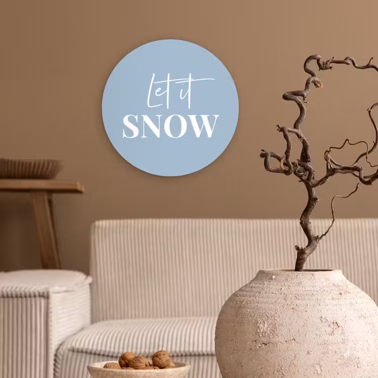 Sneeuw - Winter - Blauw - Let it snow Wandcirkel kunststof plaat 5mm dik klein -sfeer1