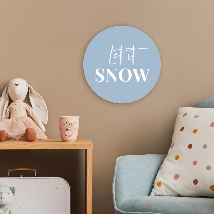 Sneeuw - Winter - Blauw - Let it snow Wandcirkel kunststof plaat 5mm dik klein -tsfeer1_kind