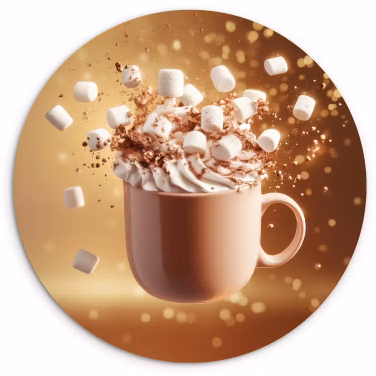 Chocomelk - Drinken - Warm - Bruin Wandcirkel kunststof plaat 5mm dik klein -3d