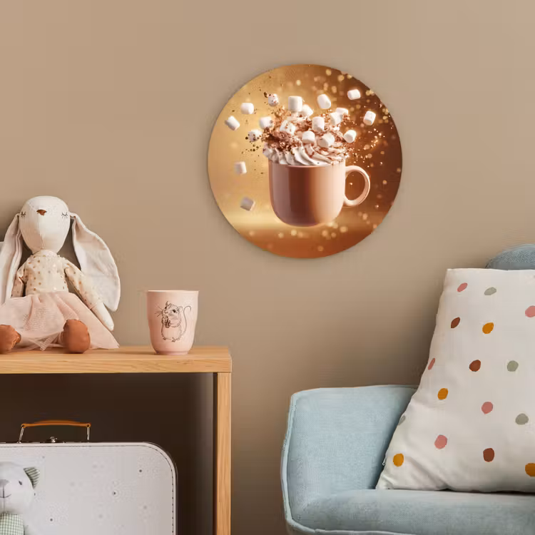 Chocomelk - Drinken - Warm - Bruin Wandcirkel kunststof plaat 5mm dik klein -tsfeer1_kind