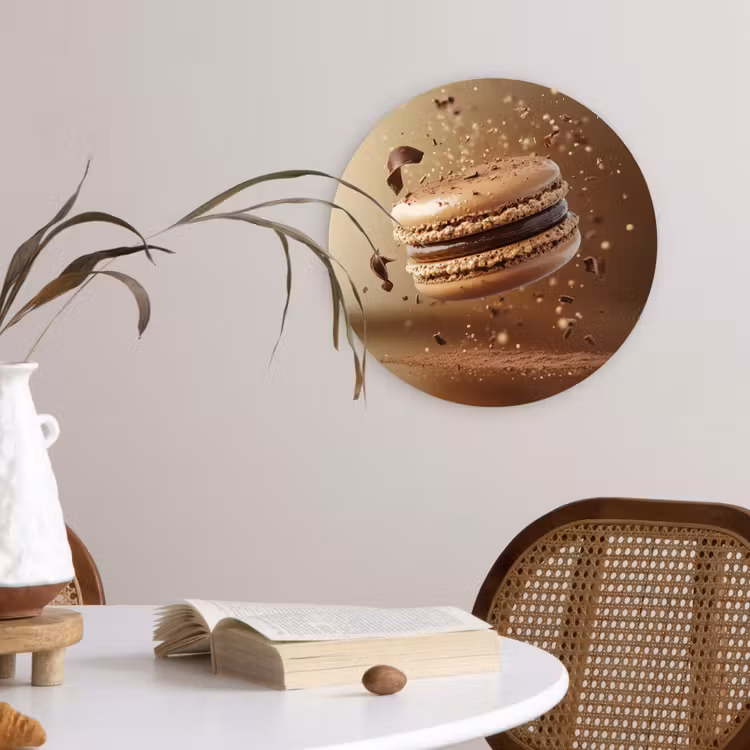 Chocolade - Macarons - Eten - Snoep Wandcirkel kunststof plaat 5mm dik klein -sfeer4