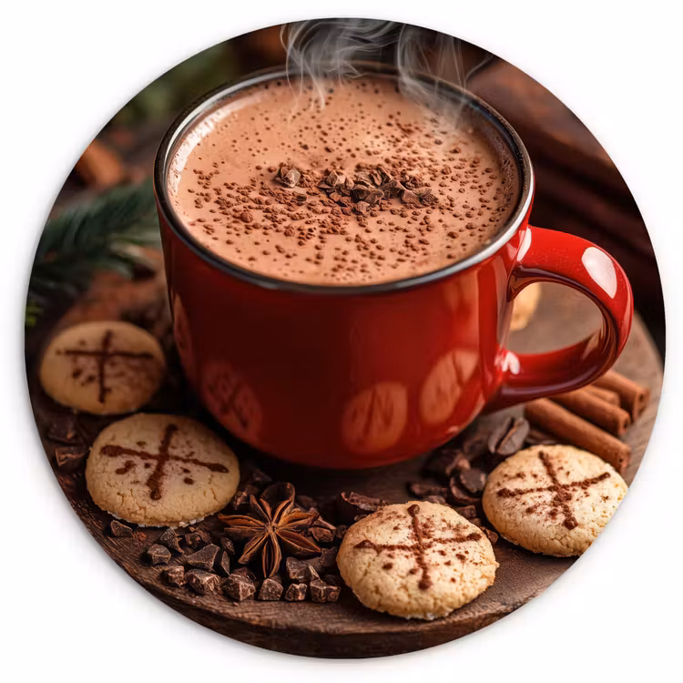 Chocolademelk - Mok - Winter - Kerst - Gezelligheid Wandcirkel kunststof plaat 5mm dik klein -3d