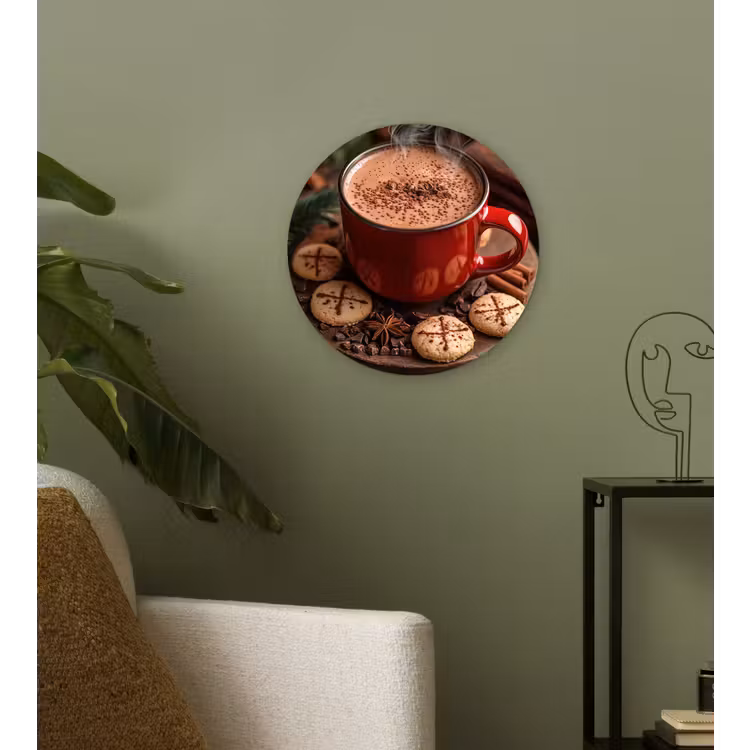 Chocolademelk - Mok - Winter - Kerst - Gezelligheid Wandcirkel kunststof plaat 5mm dik klein -sfeer3