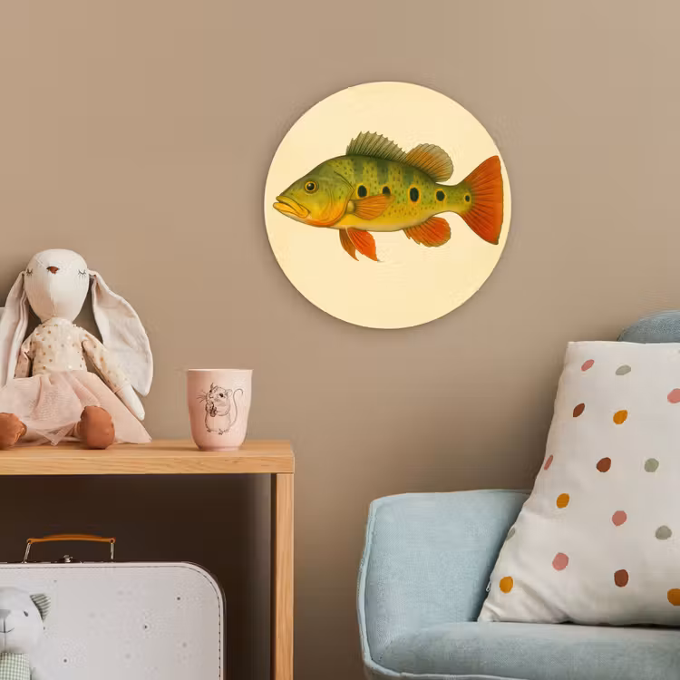 Schubben - Vis - Groen - Illustratie Wandcirkel kunststof plaat 5mm dik klein -tsfeer1_kind