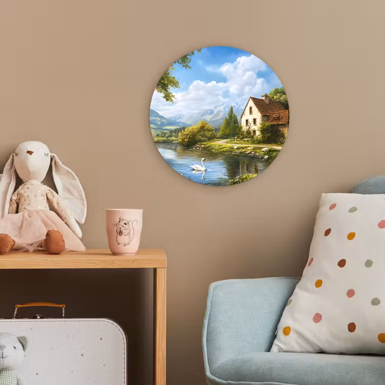Zwaan - Bomen - Rust Wandcirkel kunststof plaat 5mm dik klein -tsfeer1_kind