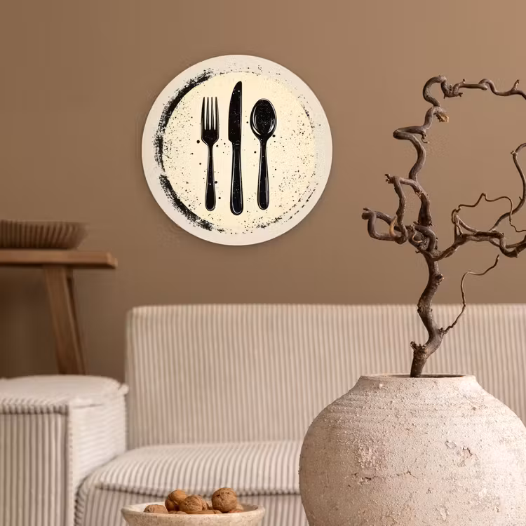 Zwart - Bestek - Rondje Wandcirkel kunststof plaat 5mm dik klein -sfeer1