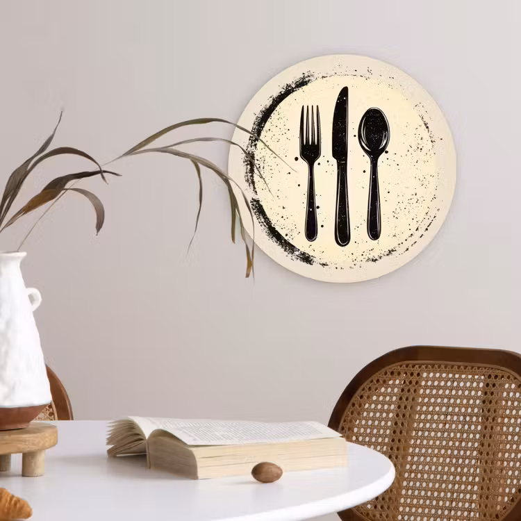 Zwart - Bestek - Rondje Wandcirkel kunststof plaat 5mm dik klein -sfeer4