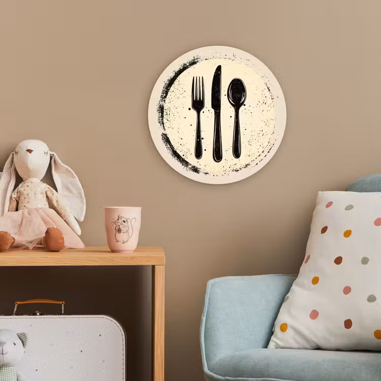 Zwart - Bestek - Rondje Wandcirkel kunststof plaat 5mm dik klein -tsfeer1_kind