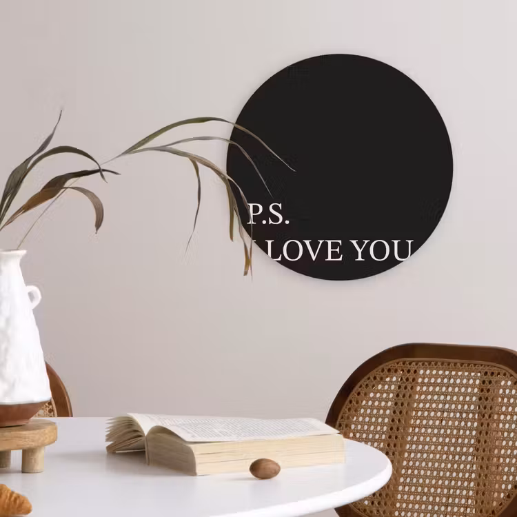 Zwart - Minimalistisch - Valentijn Wandcirkel kunststof plaat 5mm dik klein -sfeer4
