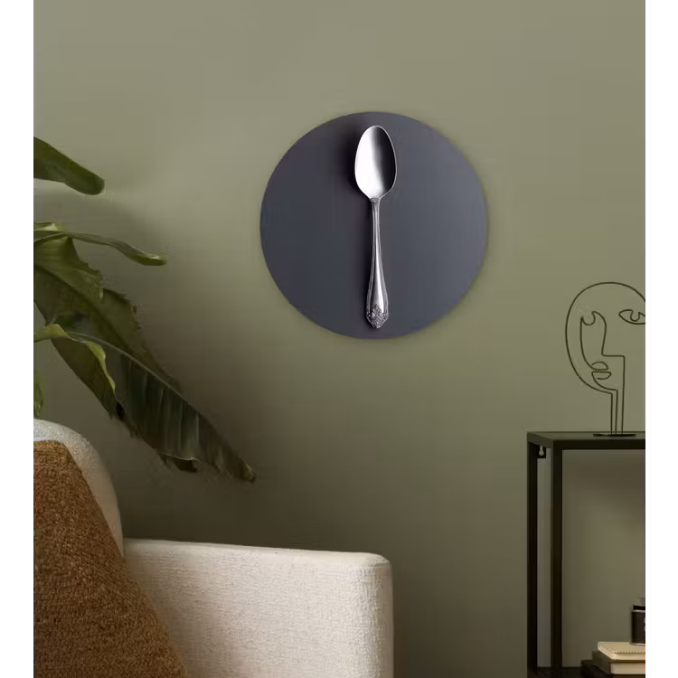 Zilver - Metaal - Lepel Wandcirkel kunststof plaat 5mm dik klein -sfeer3