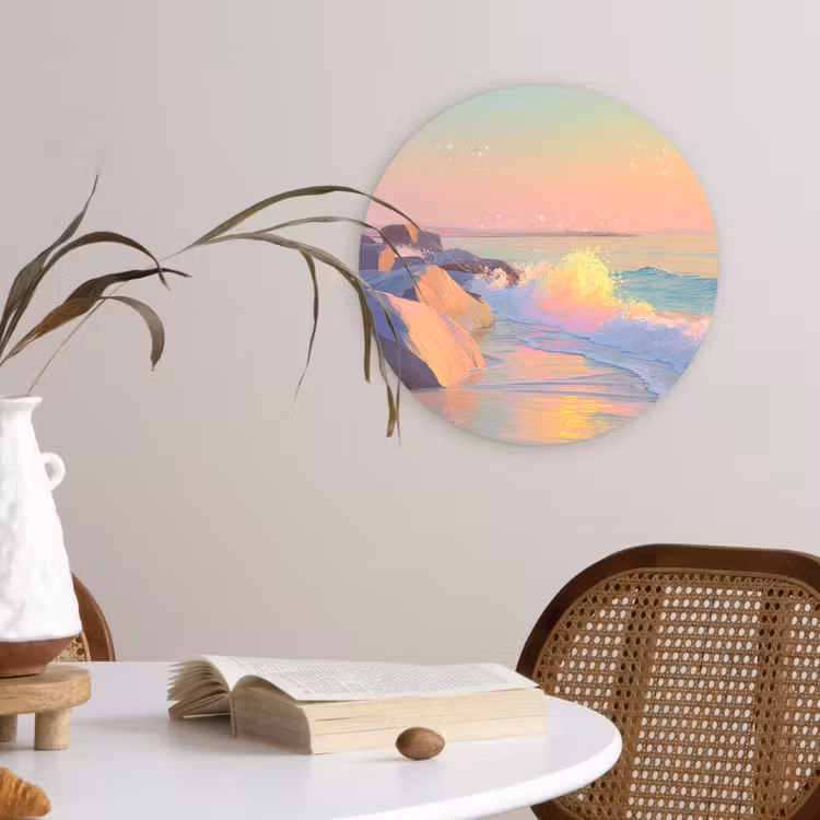 Zomerlicht - Strand - Fonkelende accenten Wandcirkel kunststof plaat 5mm dik klein -sfeer4