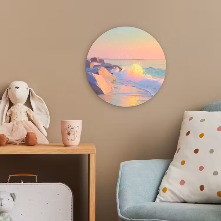 Zomerlicht - Strand - Fonkelende accenten Wandcirkel kunststof plaat 5mm dik klein -tsfeer1_kind