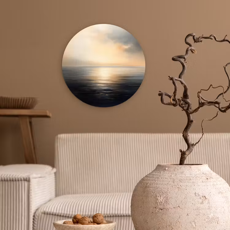 Zon - Horizon - Zee Wandcirkel kunststof plaat 5mm dik klein -sfeer1