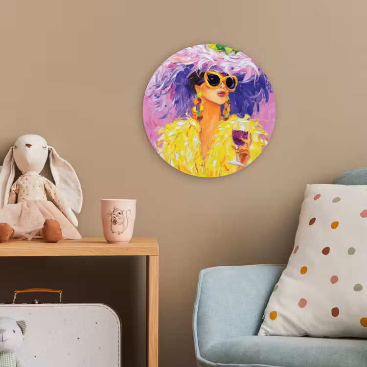 Zonnebril - Vrouw - Jas - Veren Wandcirkel kunststof plaat 5mm dik klein -tsfeer1_kind