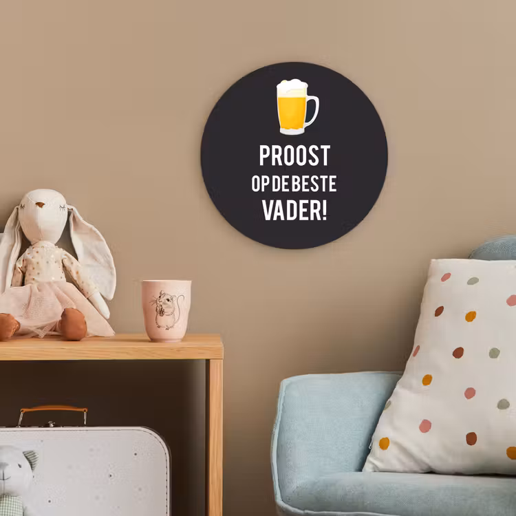 Spreuken - Proost op de beste vader - Quotes - Papa Wandcirkel kunststof plaat 5mm dik klein -tsfeer1_kind
