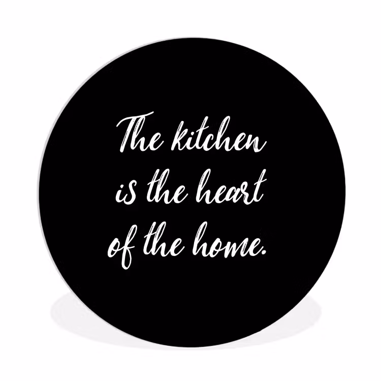 Spreuken - Koken - Thuis - The kitchen is the heart of the home - Quotes Wandcirkel kunststof plaat 5mm dik klein -3d