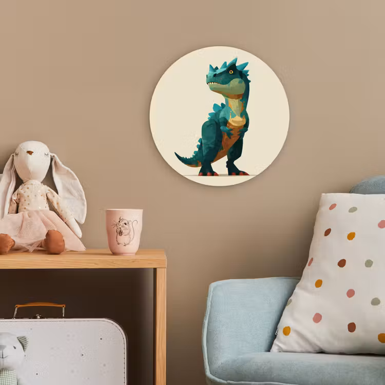 Stekels - Dino - Blauw - Gespierd Wandcirkel kunststof plaat 5mm dik klein -tsfeer1_kind