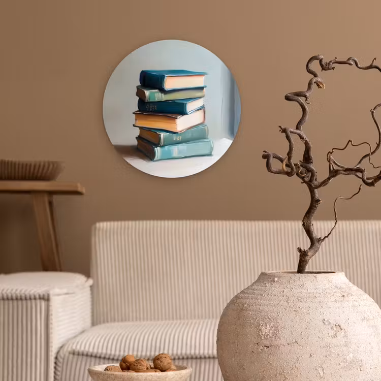 Stapel - Boeken - Groen - Daglicht Wandcirkel kunststof plaat 5mm dik klein -sfeer1