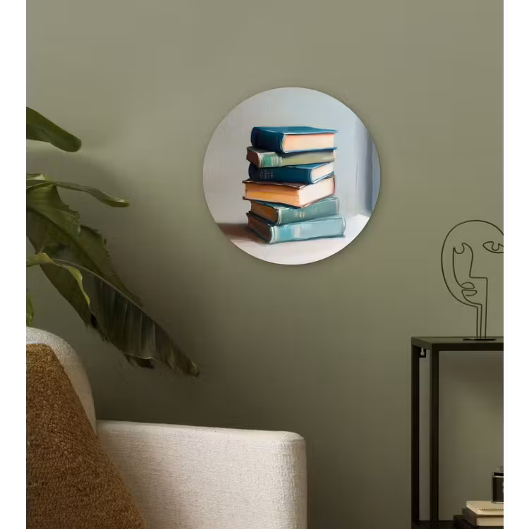 Stapel - Boeken - Groen - Daglicht Wandcirkel kunststof plaat 5mm dik klein -sfeer3