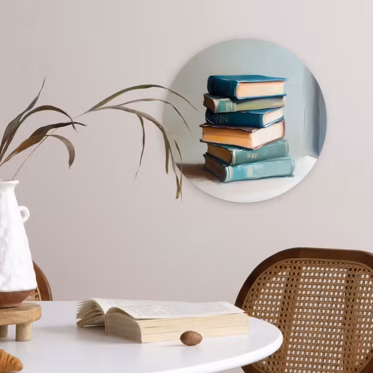 Stapel - Boeken - Groen - Daglicht Wandcirkel kunststof plaat 5mm dik klein -sfeer4