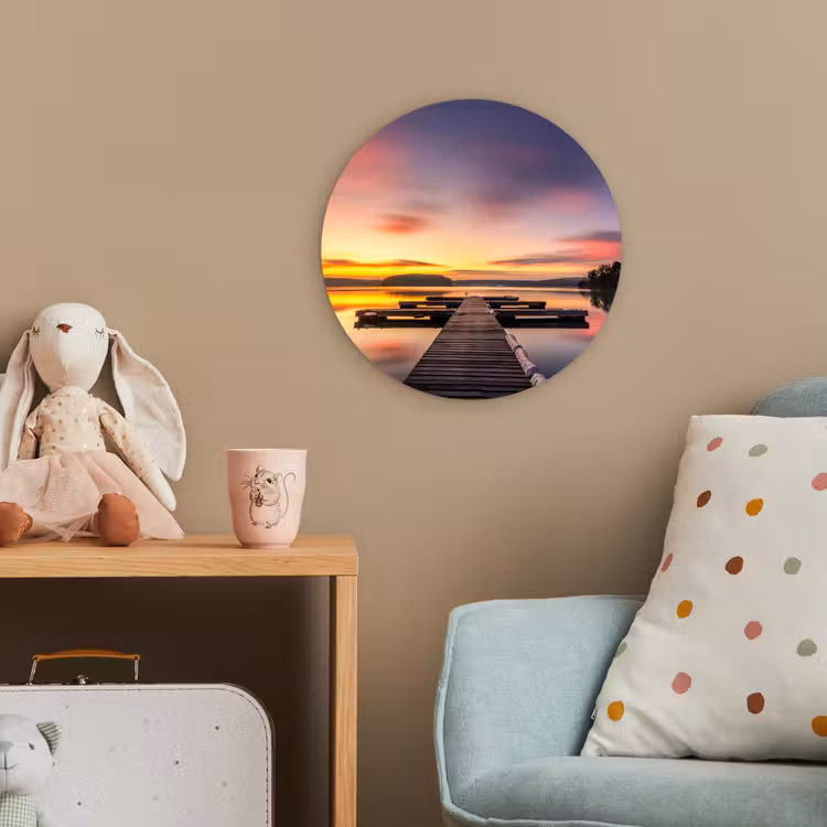 Steiger - Zonsondergang - Water - Zee - Reflectie Wandcirkel kunststof plaat 5mm dik klein -tsfeer1_kind