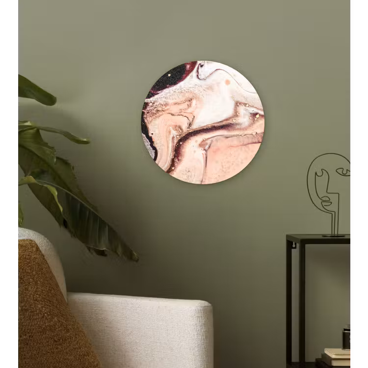 Steen - Marmer - Edelsteen - Abstract - Natuur - Roze Wandcirkel kunststof plaat 5mm dik klein -sfeer3