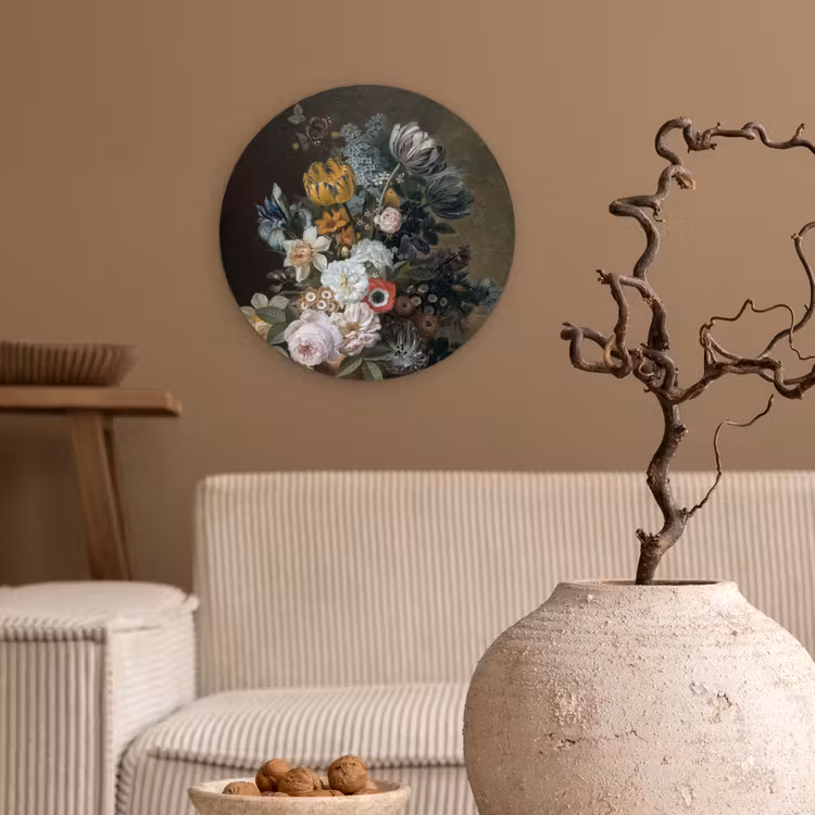 Stilleven met bloemen - Schilderij van Eelke Jelles Eelkema Wandcirkel kunststof plaat 5mm dik klein -sfeer1