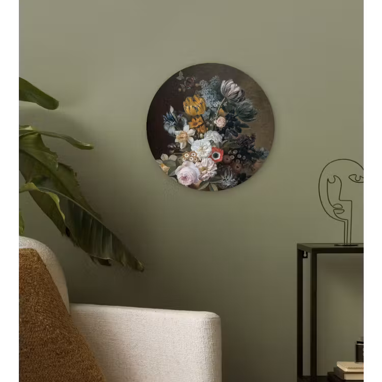 Stilleven met bloemen - Schilderij van Eelke Jelles Eelkema Wandcirkel kunststof plaat 5mm dik klein -sfeer3
