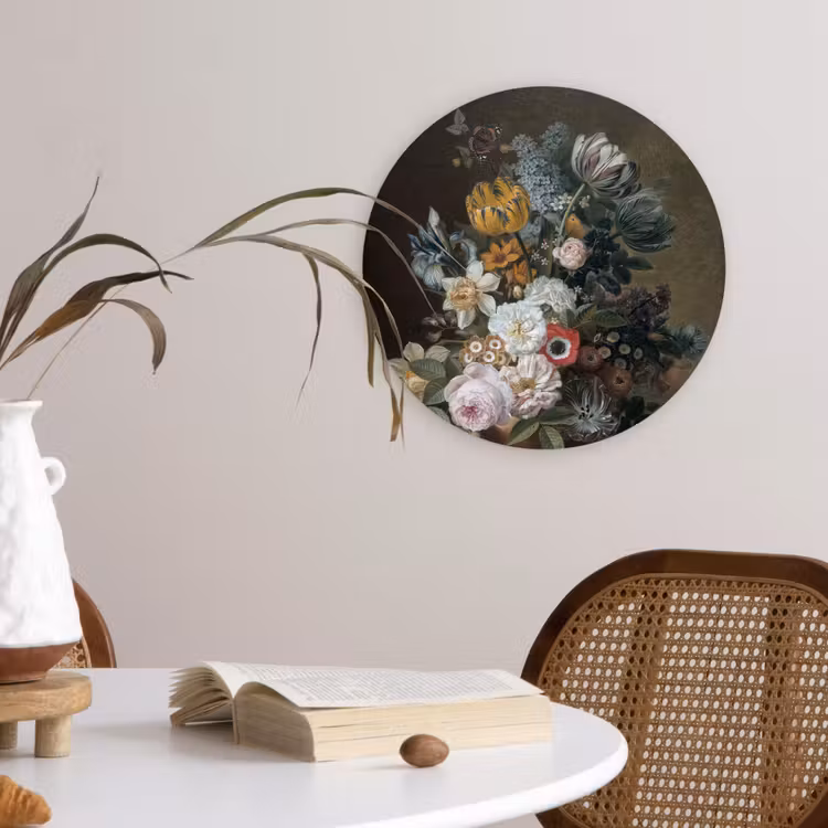 Stilleven met bloemen - Schilderij van Eelke Jelles Eelkema Wandcirkel kunststof plaat 5mm dik klein -sfeer4