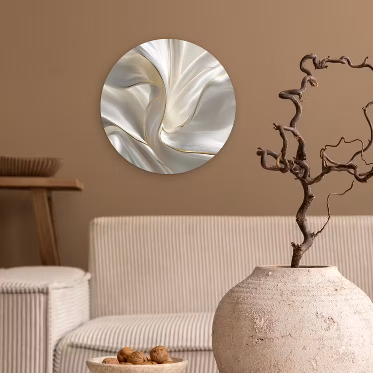 Stof - Plooien - Goud Wandcirkel kunststof plaat 5mm dik klein -sfeer1