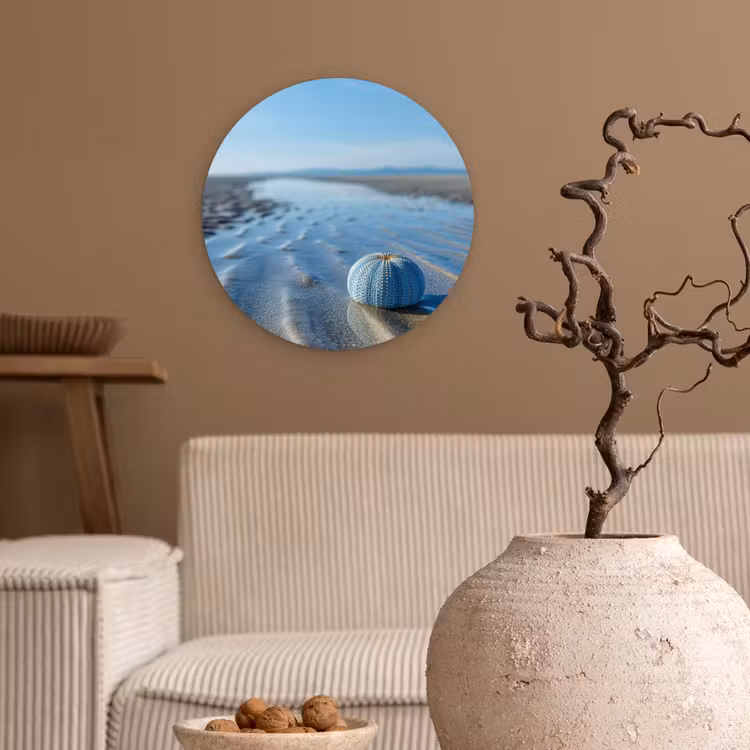 Strand - Schild - Water - Blauw Wandcirkel kunststof plaat 5mm dik klein -sfeer1