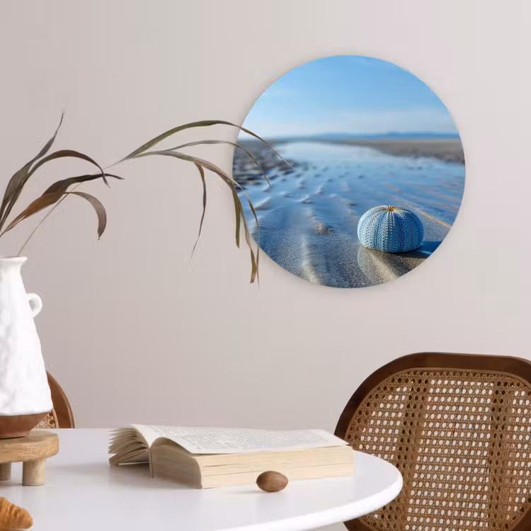 Strand - Schild - Water - Blauw Wandcirkel kunststof plaat 5mm dik klein -sfeer4