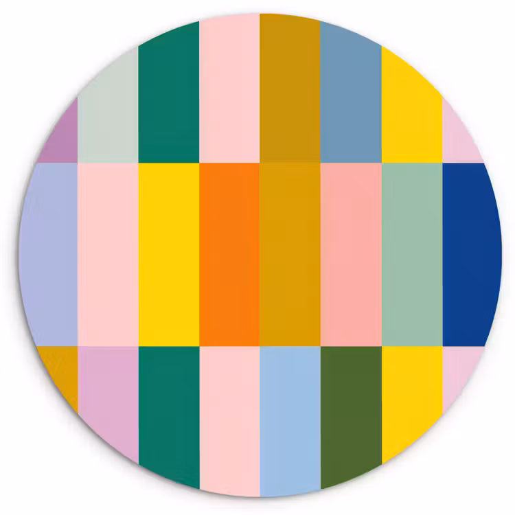 Stroken - Blauw - Patroon - Abstract Wandcirkel kunststof plaat 5mm dik klein -3d