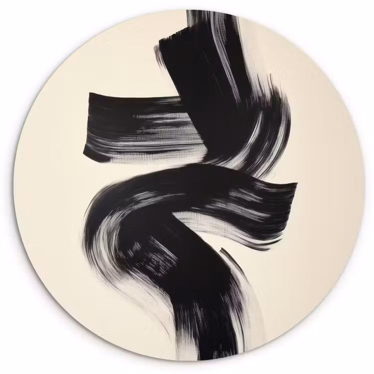 Strepen - Zwart - Abstract Wandcirkel kunststof plaat 5mm dik klein -3d