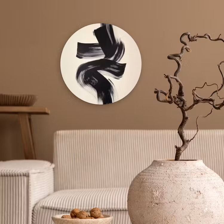 Strepen - Zwart - Abstract Wandcirkel kunststof plaat 5mm dik klein -sfeer1