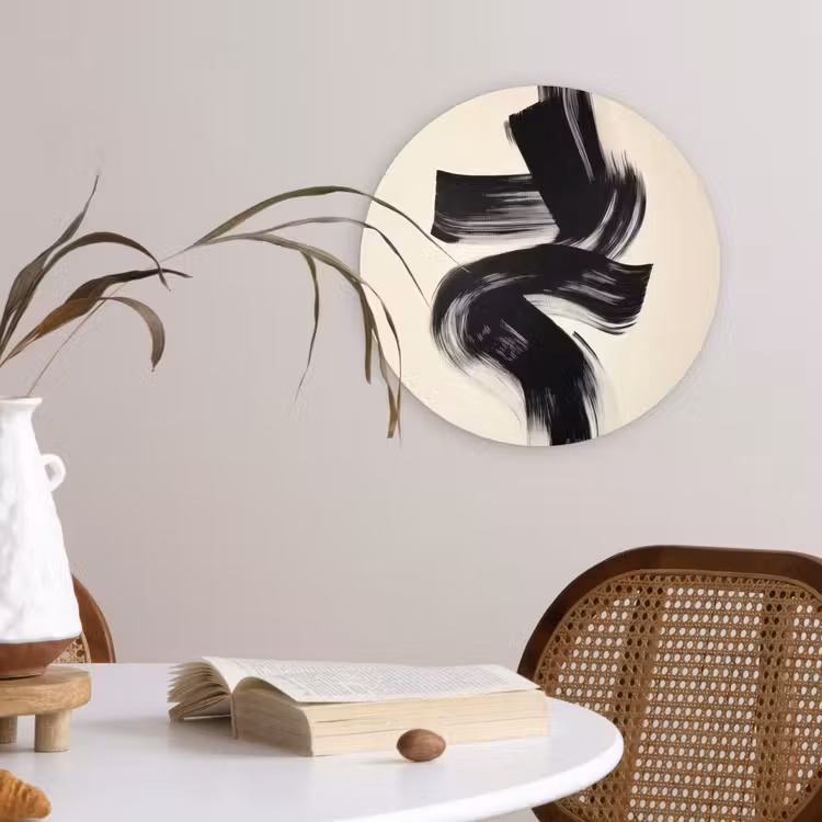 Strepen - Zwart - Abstract Wandcirkel kunststof plaat 5mm dik klein -sfeer4
