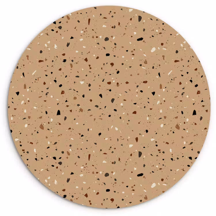 Terrazzo - Patroon - Beige Wandcirkel kunststof plaat 5mm dik klein 188 -3d
