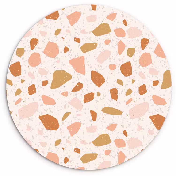 Terrazzo - Patroon - Kleurrijk - Zalm Wandcirkel kunststof plaat 5mm dik klein 188 -3d