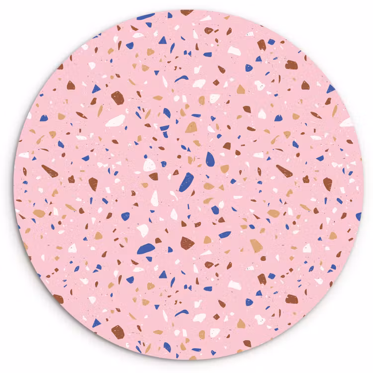 Terrazzo -  Patroon - Kleurrijk - Roze Wandcirkel kunststof plaat 5mm dik klein 188 -3d
