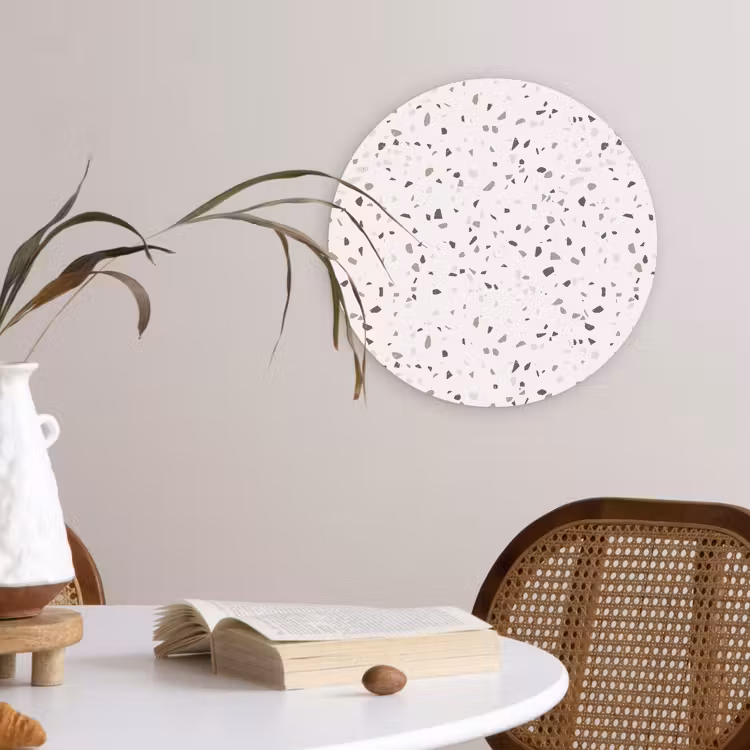 Terrazzo - Patroon - Créme Wandcirkel kunststof plaat 5mm dik klein 188 -sfeer4