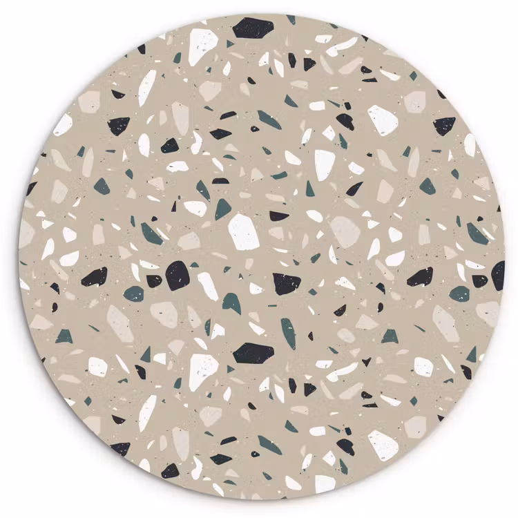 Terrazzo - Patroon - Groen Wandcirkel kunststof plaat 5mm dik klein 188 -3d