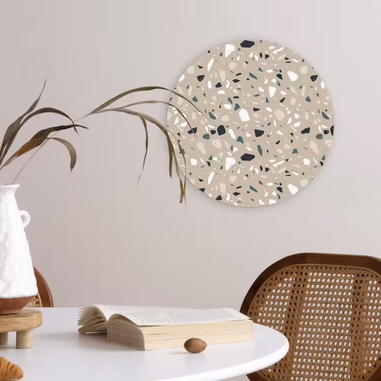 Terrazzo - Patroon - Groen Wandcirkel kunststof plaat 5mm dik klein 188 -sfeer4