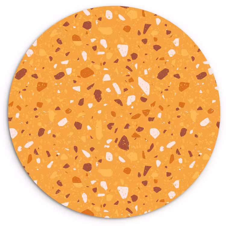 Terrazzo -  Patroon - Okergeel Wandcirkel kunststof plaat 5mm dik klein 188 -3d