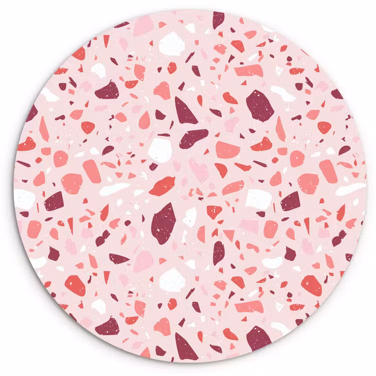 Terrazzo - Patroon - Roze Wandcirkel kunststof plaat 5mm dik klein 188 -3d