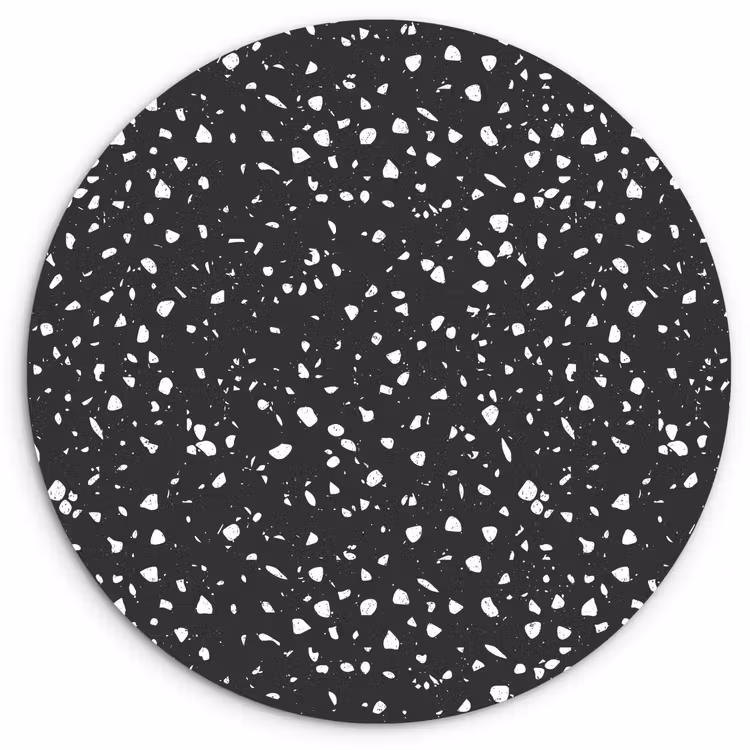Terrazzo - Patroon - Zwart - Wit Wandcirkel kunststof plaat 5mm dik klein 188 -3d