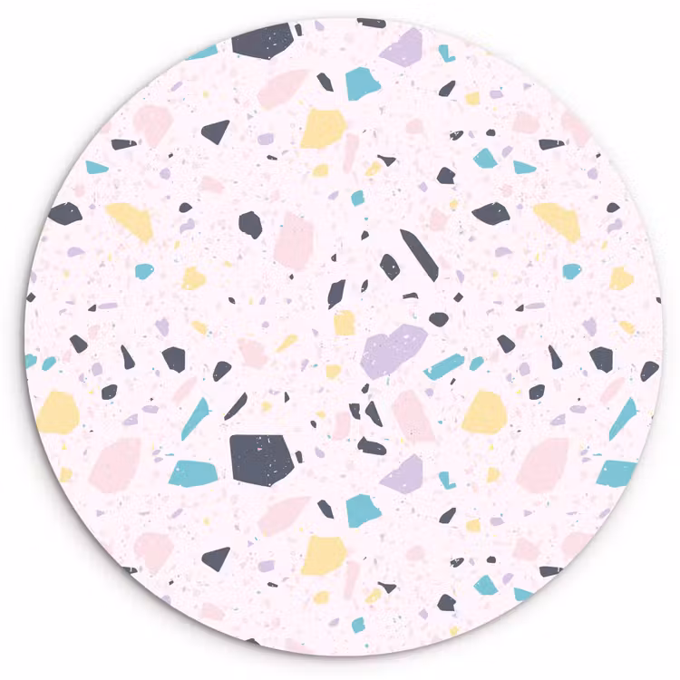 Terrazzo - Patroon - Zacht - Snoep Wandcirkel kunststof plaat 5mm dik klein 188 -3d