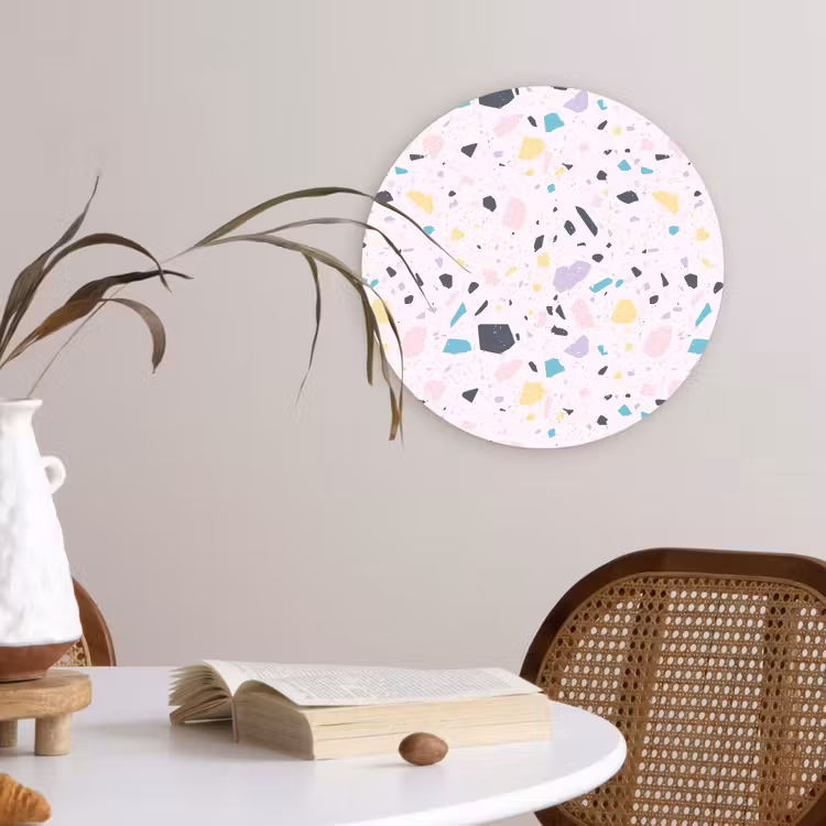 Terrazzo - Patroon - Zacht - Snoep Wandcirkel kunststof plaat 5mm dik klein 188 -sfeer4