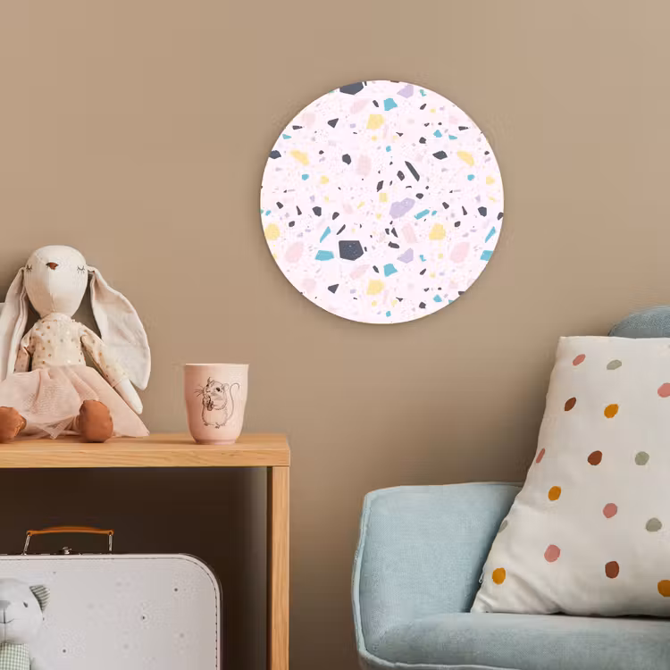 Terrazzo - Patroon - Zacht - Snoep Wandcirkel kunststof plaat 5mm dik klein 188 -tsfeer1_kind